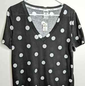 Victoria's Secret Pink Black Polka Dot T-Shirt
